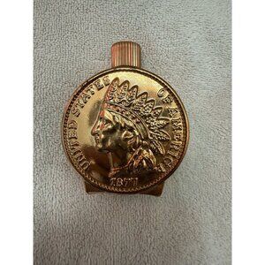 Avon Excalibur After shave “One Cent” Decanter Vintage 1970 Indian Penny Bottle